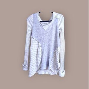 Anthropologie Saturday Sunday Grey Asymmetrical Patchwork Sweater Medium
